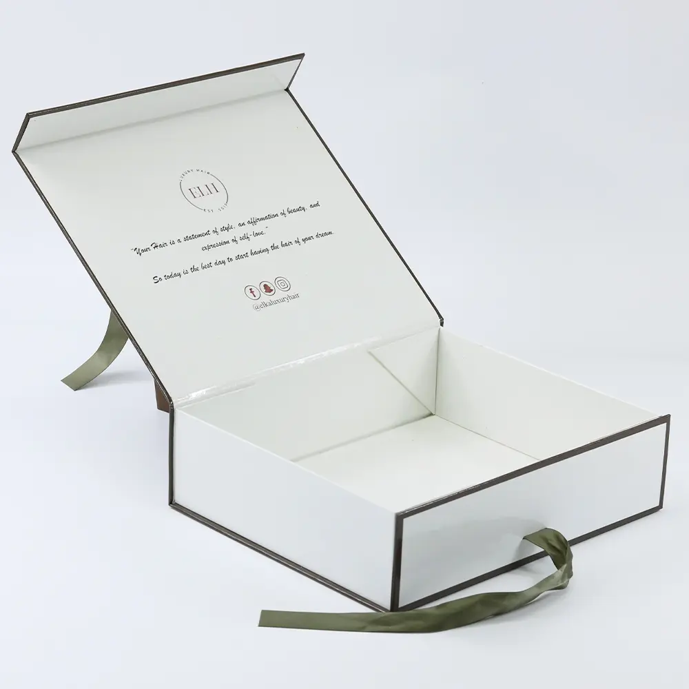 Collapsible Glossy Gift Paper Box For Hair Extension Packaging