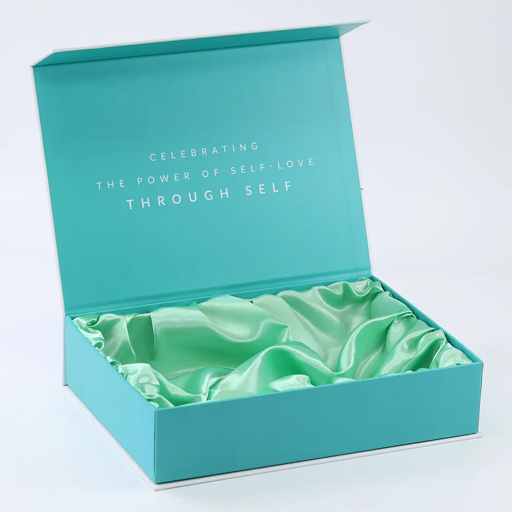 Luxury Blue Gift Paper Box With Satin Inside For Glam Bar