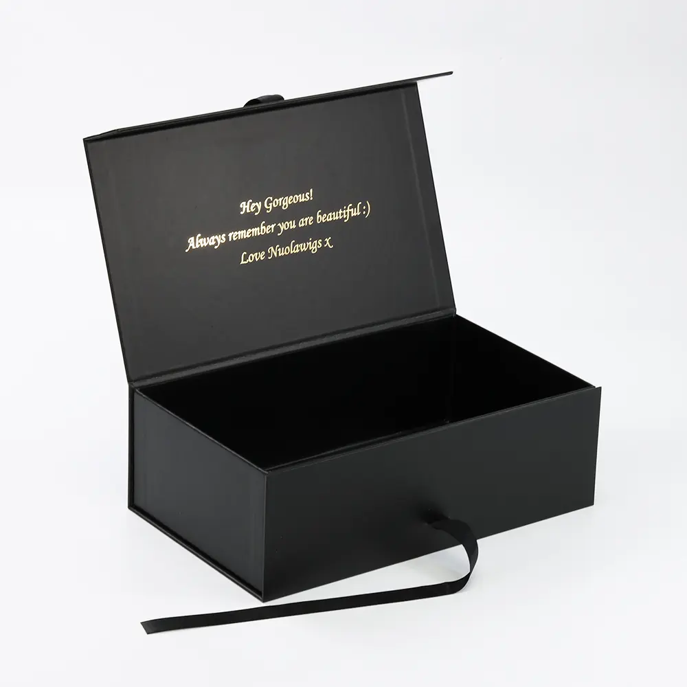 Black Gift Paper Box With Gold Foil Stamping Logo