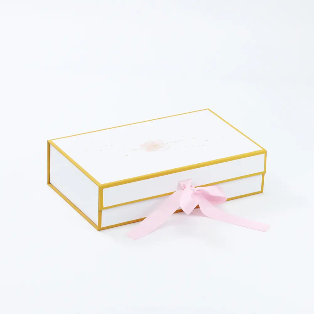 Custom Folding Packaging Gift Paper Box With Ribbon Closure