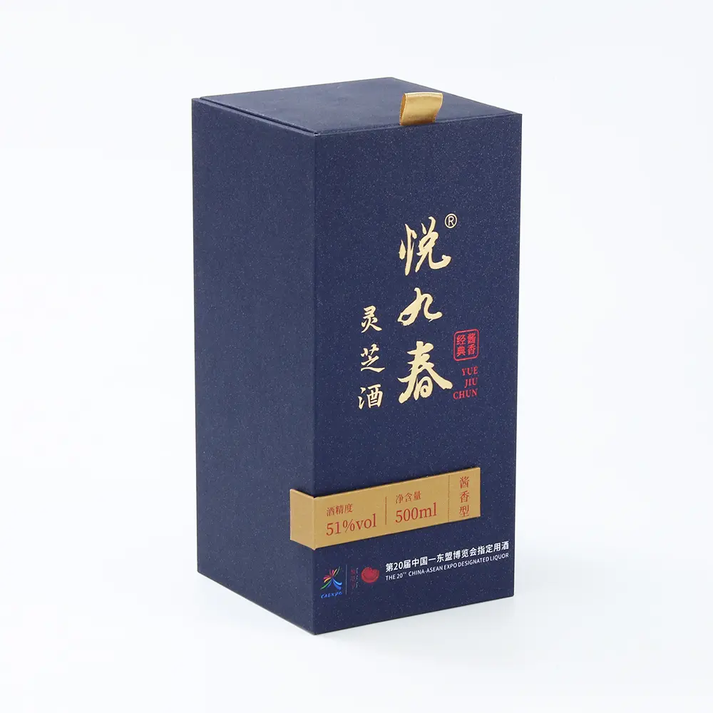 fancy Sponge cutting cardboard rigid paper box with ribbon lid for wine bottle
