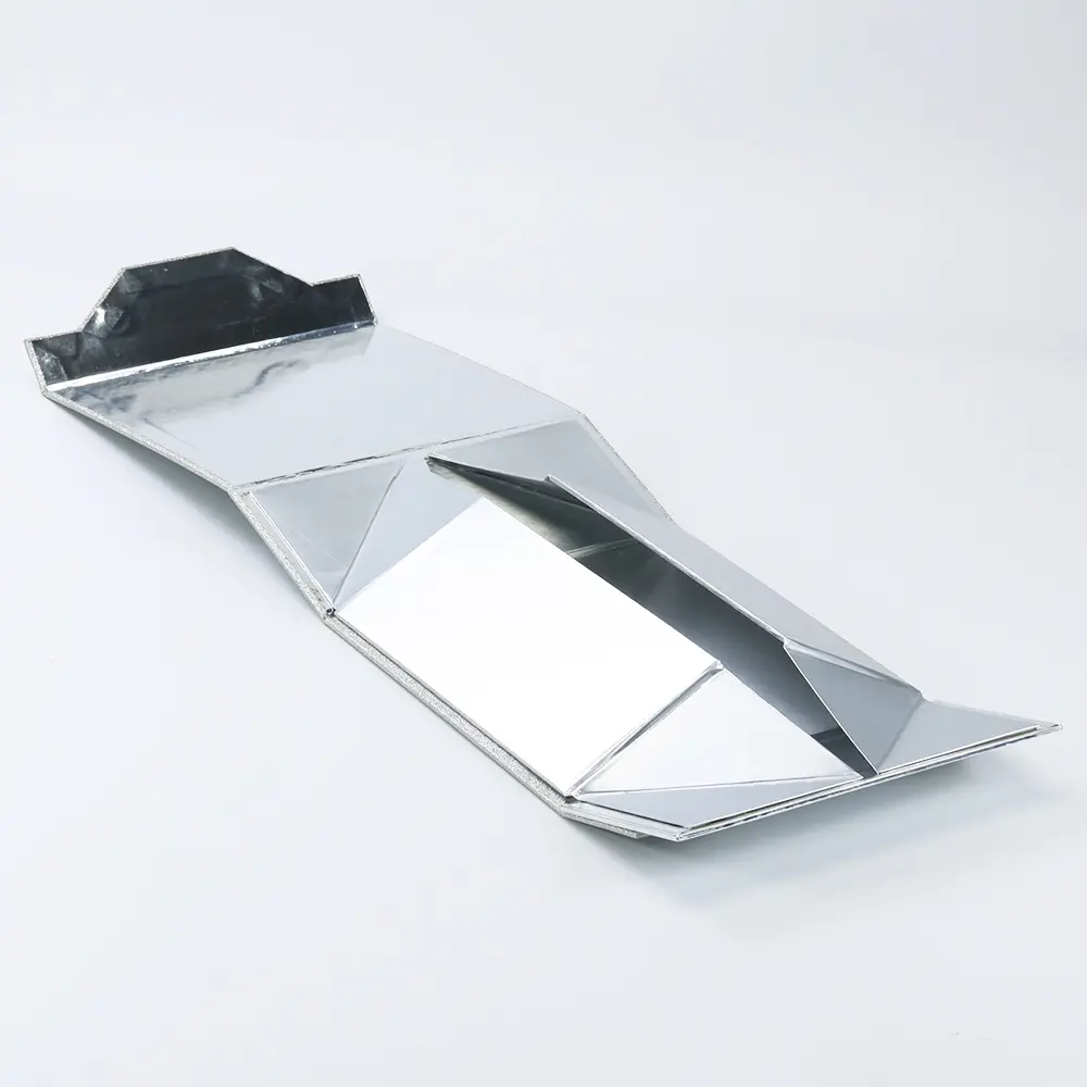 Folding Custom Luxury Silver Glitter Paper Gift Box With Magnet