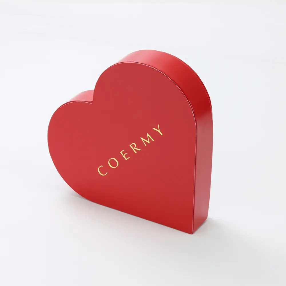 Customized foil stamp logo package heart shape glossy paper box with EVA