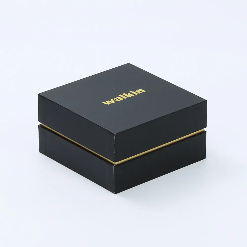 custom matte black cardboard paper box with gold shoulder