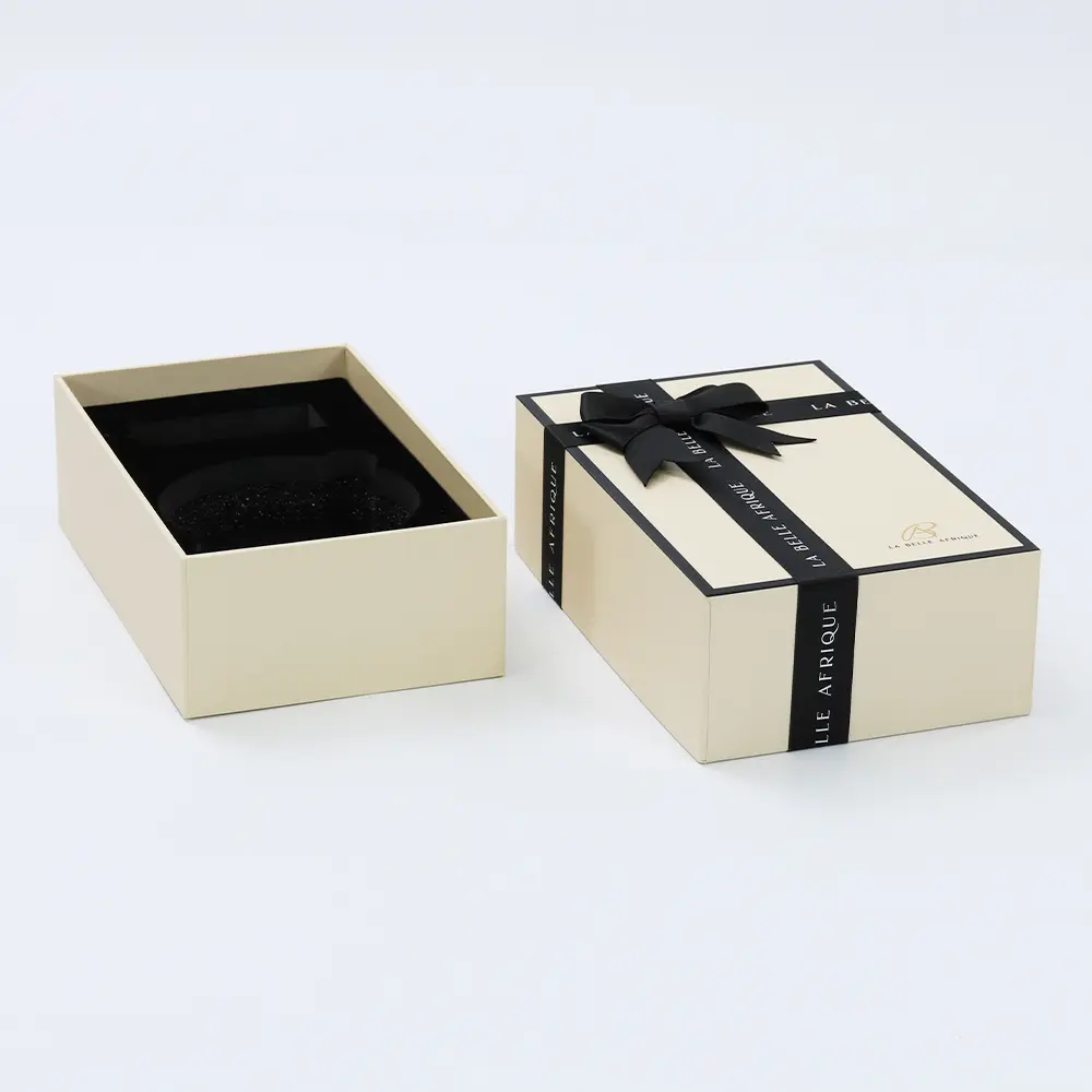 Customized luxury lid and base paper box with ribbon butterfly