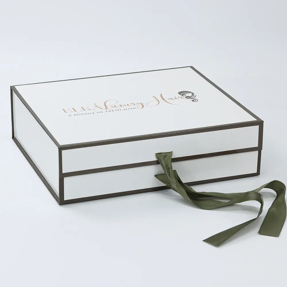 Collapsible Glossy Gift Paper Box For Hair Extension Packaging