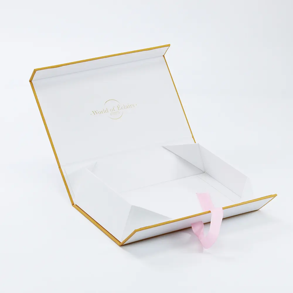 Custom Folding Packaging Gift Paper Box With Ribbon Closure